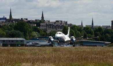 Plane Takes off from Dundee Airport, Apron Dundee, Highland and Island Airports